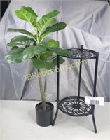 FLOWER POT STAND WITH FAUX PLANT