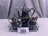 TEA SET WITH MIRROR SERVING TRAY