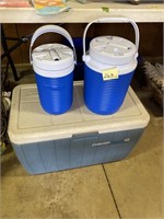 Cooler, 2 thermos jugs