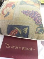 Kennedy book, Torch is Passed - pillow - ribbon