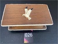 Flying Seagull Wood Trinket Box 7"x2"T