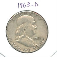 1963-D Franklin Silver Half Dollar