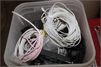 BOX OF ELECTRICAL, SPEAKER WIRE, ELECTRONICS, ETC