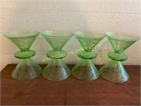 Set of 8 Green Depression Glass Sherbets