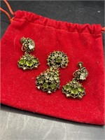 1950 Holly Craft Brooch and Matching Earrings