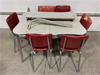 1950'S CHROME LEG DINING ROOM TABLE W/ 6 CHAIRS &