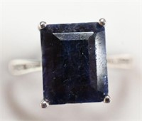Ladies Sterling Silver Genuine Blue Sapphire Ring