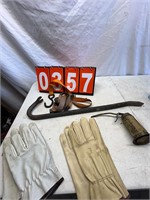Oil Can, Straps, Crow Bar, Gloves