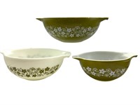 3 Pyrex Spring Blossom Crazy Daisy Bowls