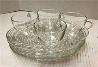 Vintage glass sandwich plates with cups (4)