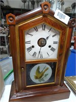 1881F Working 16" Tall Wood Clock w/ Key