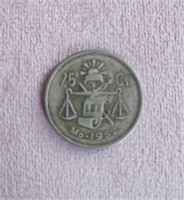 1952 25 Centavos Silver