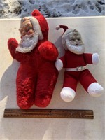 2 Vintage Santa Plush Dolls