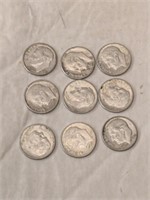 9 Roosevelt Silver Dimes
