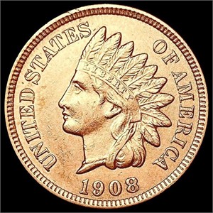 1908 RED Indian Head Cent CHOICE BU