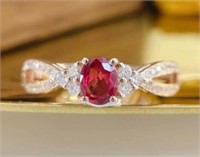 0.45ct Natural Ruby Ring 18K Gold