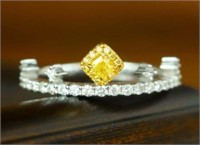 Natural Yellow Diamond Ring 18K Gold