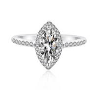 925S 1.0ct Marquise Moissanite Diamond Ring
