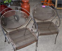 Two Heavy Metal Lattice Design Patio Chairs