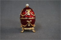 Franklin Mint Faberge Egg Ruby Jeweled Ring Box