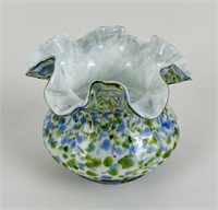Fenton Murrhina Ruffled Glass Vase