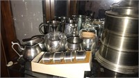 Pewter Collection and Ice Bucket Shelf lot
