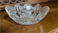 Heavy Cut Glass Oval Bowl