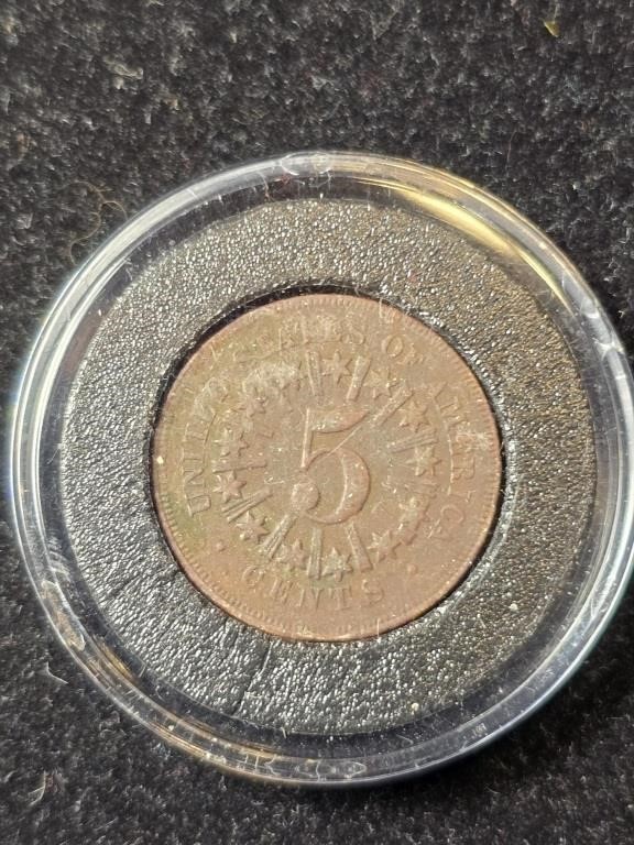 1866 Shield Nickel w/ Rays