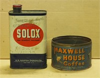 Solox & Maxwell House Advertising Cans