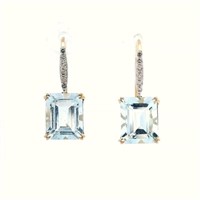14ct Y/G Aquamarine 6.15ct earrings