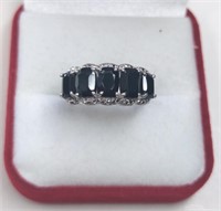 Sterling Black Spinel 5 Stone Ring
Size 10 and