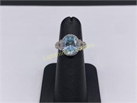 STERLING SILVER BLUE CZ RING