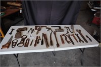 Flat of Old Hand Tools, Wrenches, Knives, Pliars,