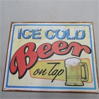 Metal cold beer sign.