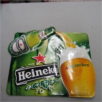 Metal cold beer sign. Heineken. Embossed.