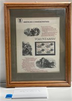 Framed American Comm. Voluntarism Print w Stamps