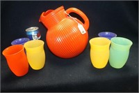 HALL ROUND BALL PITCHER AND TUMBLERS RARE