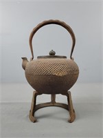 Cast Iron Japanese Teapot W Stand