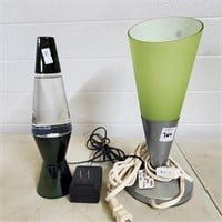 Modern Lava Style Lamp & Ikea Green Table Lamp