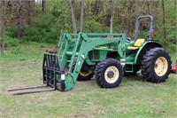 John Deere 5210 Tractor w/Loader, Forks and Bucket