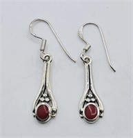 Sterling Silver Carnelian Drop Earrings