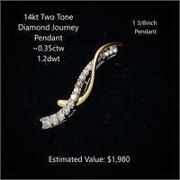 14kt Two Tone Diamond Journey Pendant