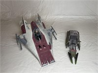 Star wars 1990 rebel ship with pilot and speeder
