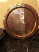 Silver and Copper on Brass Decorative Tray