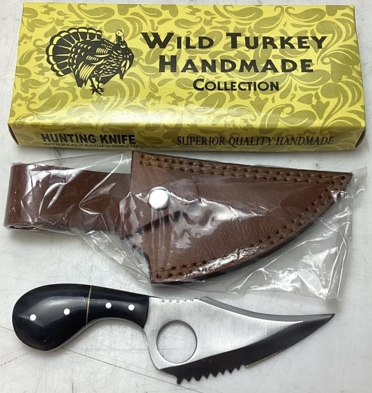 WILD TURKEY SKINNER HUNTING KNIFE w LEATHER