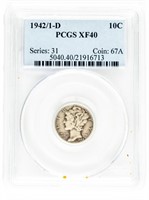 Coin 1942/1-D Mercury Dime-PCGS-XF40