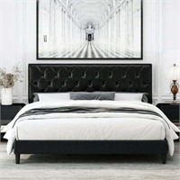 Homfa Full Bed  Black Upholstered Frame