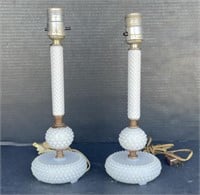 (Q) Antique Hobnail White Glass Table Lamps.
