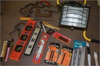 Work Light, C-Clamps, Levels, & Saw Blades