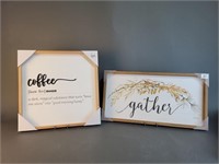 'Gather' & 'Coffee' Signs